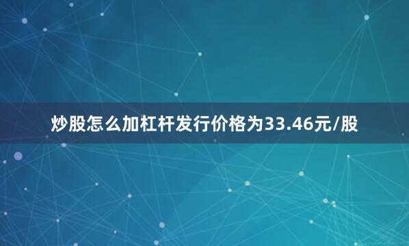 炒股怎么加杠杆发行价格为33.46元/股